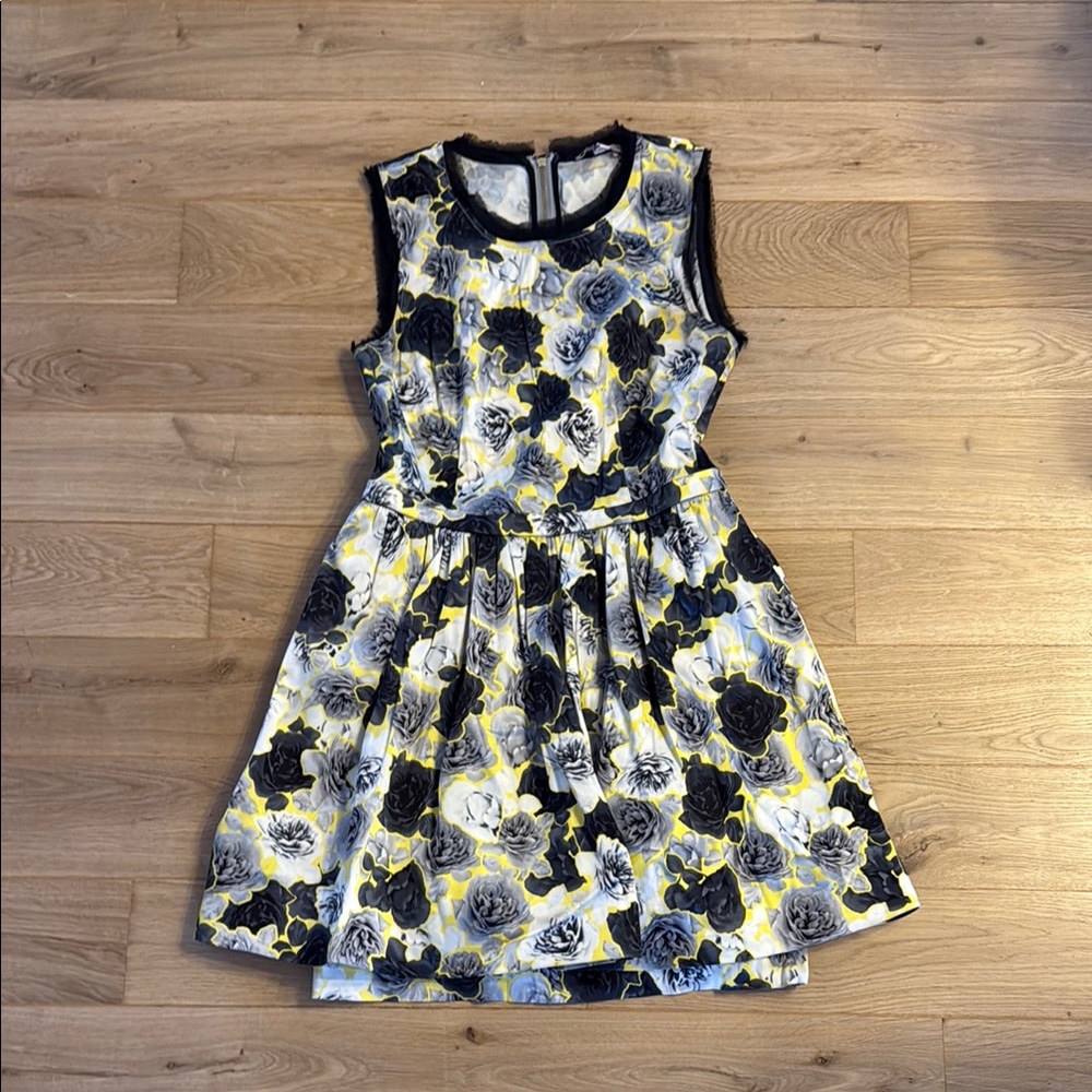 Floral Kids Dress - Black, Gray, Yellow
